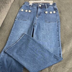 Frank Lyman Design Blue Jeans with Floral Details